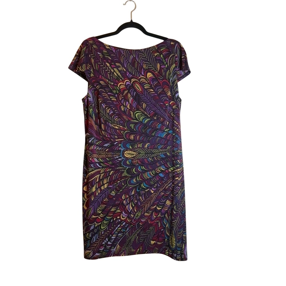 Evan Picone Womens Dress Size 16 Multicolor Feather Print Career‎ Sheath